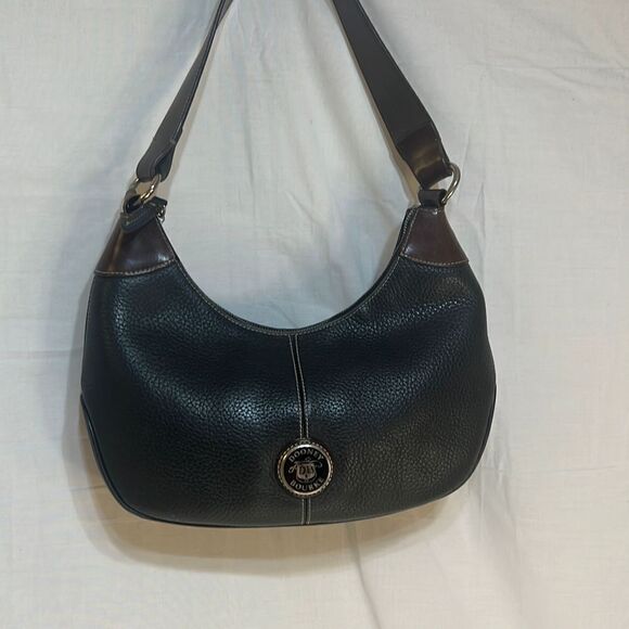 Dooney & Bourke Shoulder Vintage All Black Leather Hobo Bag - Picture 1 of 5